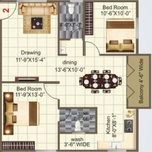 Northbrooke (2BHK+2T (1,043 sq ft) 1043 sq ft) Northbrooke (2BHK+2T (1,043 sq ft) 1043 sq ft)