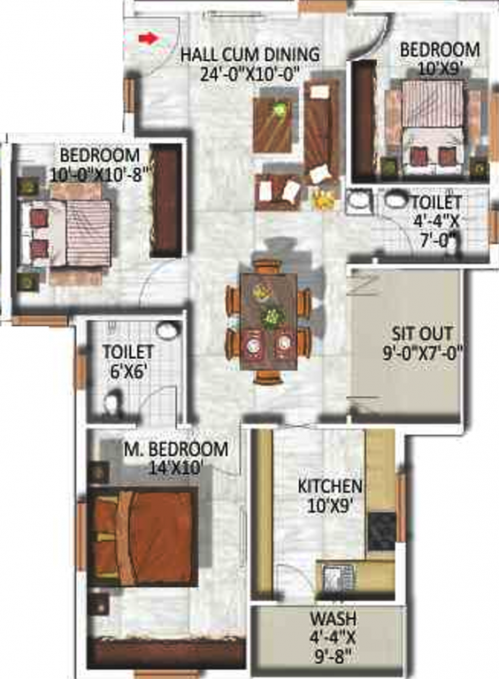 Vijaya Oracle Ridge (3BHK+2T (1,205 sq ft) 1205 sq ft)