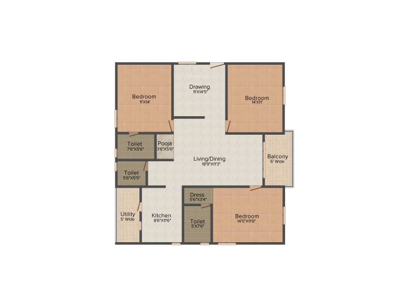 My Home Vihanga (3BHK+3T (1,740 sq ft) + Pooja Room 1740 sq ft)