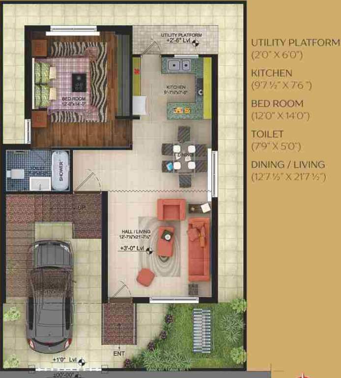 City Golden Villas (2BHK+2T (1,695 sq ft) 1695 sq ft)