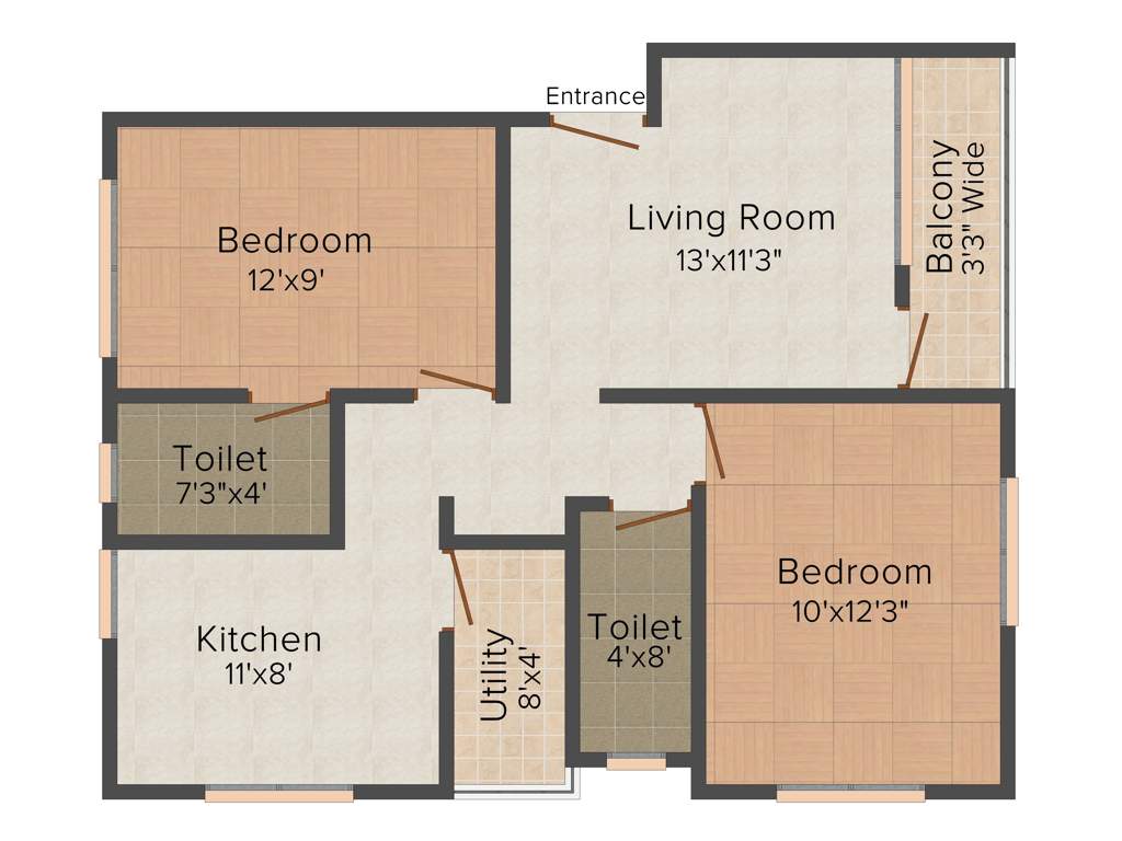 Liberty Ambar (2BHK+2T (903 sq ft) 903 sq ft)