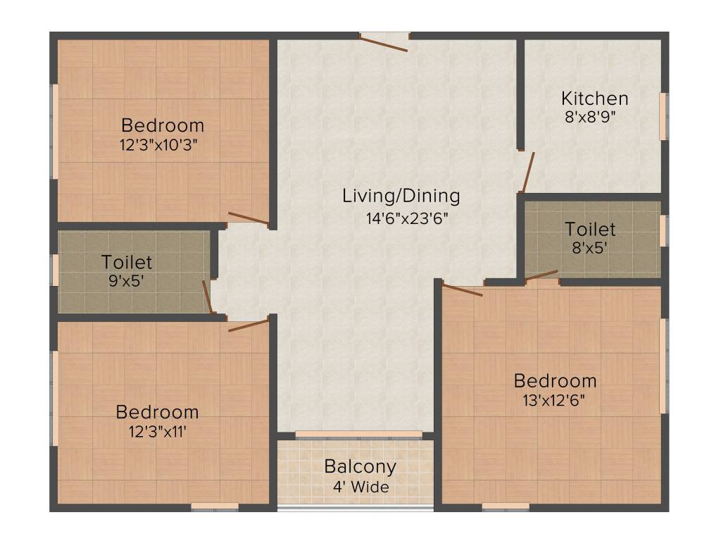 Ruchi Active Greens (3BHK+2T (1,526 sq ft) 1526 sq ft)