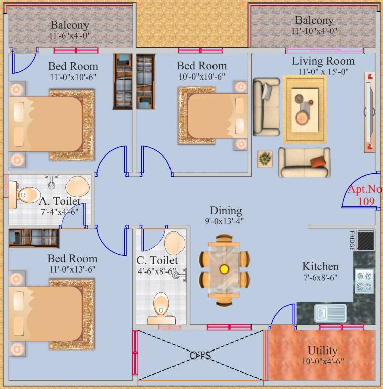 Buildwell Heights (3BHK+2T (1,320 sq ft) 1320 sq ft) Buildwell Heights (3BHK+2T (1,320 sq ft) 1320 sq ft)