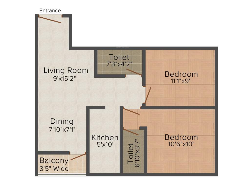 ML DP Enclave (2BHK+2T (821 sq ft) 821 sq ft)