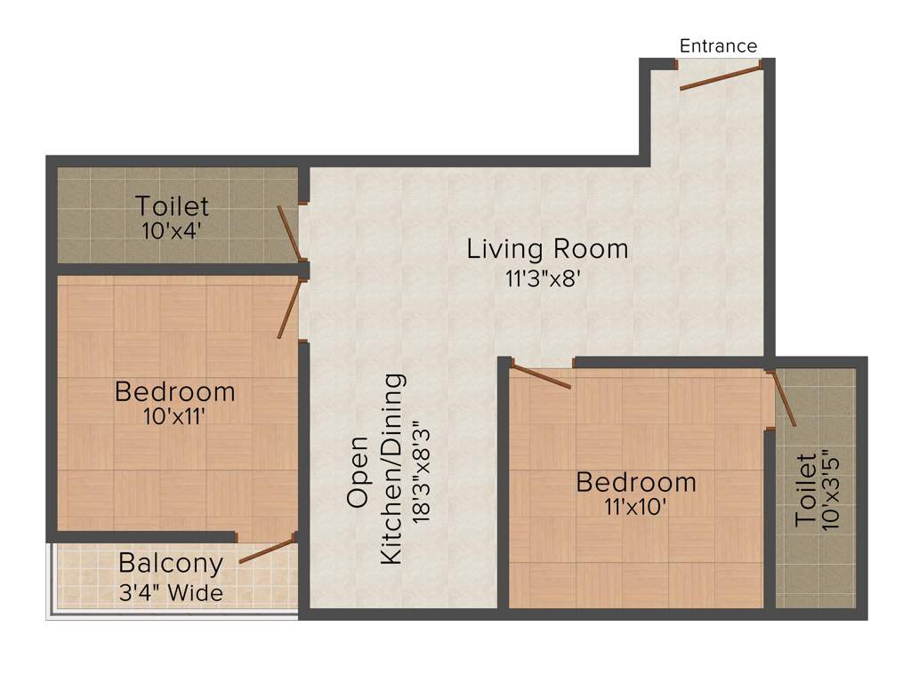 ML DP Enclave (2BHK+2T (888 sq ft) 888 sq ft)