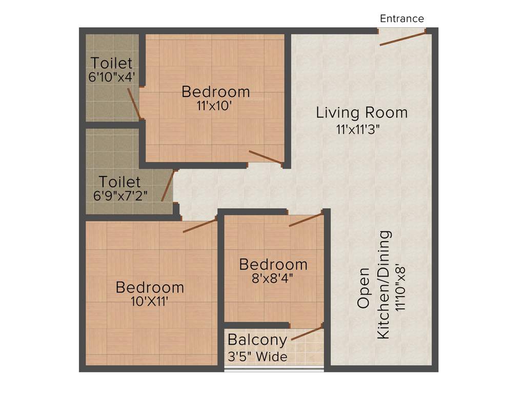 ML DP Enclave (3BHK+2T (978 sq ft) 978 sq ft)