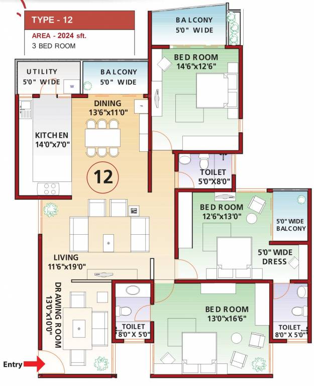 SBB Touchstone (3BHK+3T (2,024 sq ft) 2024 sq ft) SBB Touchstone (3BHK+3T (2,024 sq ft) 2024 sq ft)