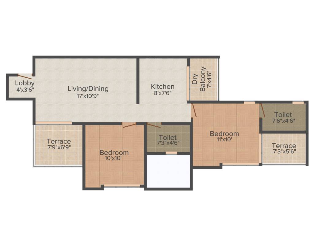 ABC Primera (2BHK+2T (953 sq ft) 953 sq ft)