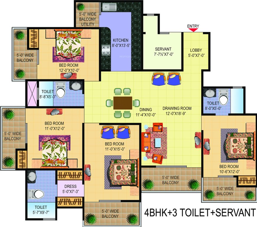 Sanchar Palm Heights (4BHK+3T (2,297 sq ft) Servant Room 2297 sq ft)