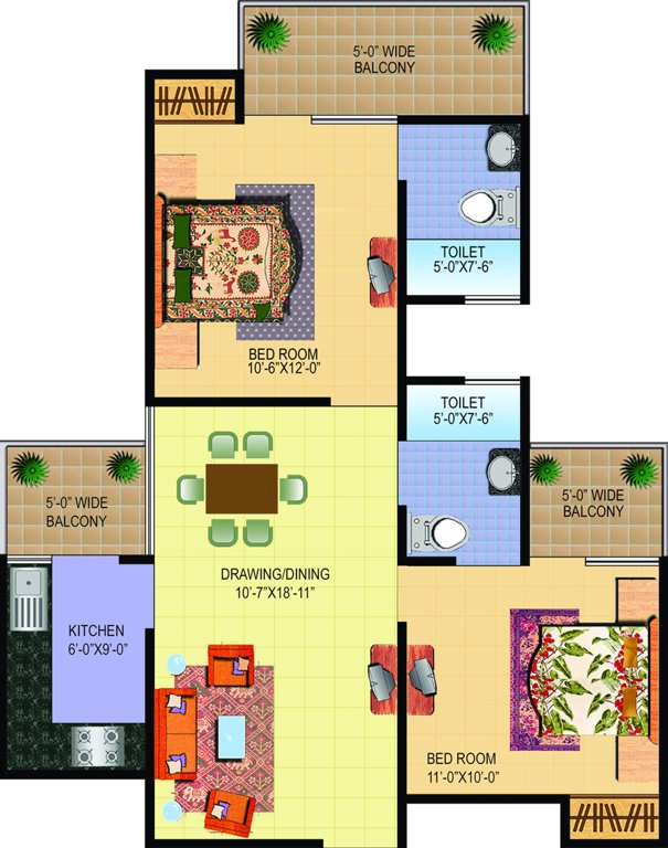 Sanchar Palm Heights (2BHK+2T (1,095 sq ft) 1095 sq ft)