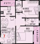 MVV Builders Enclave (2BHK+2T (895 sq ft) 895 sq ft)