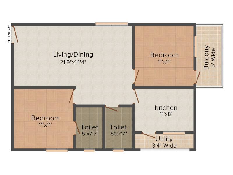 Vaisakhi Skyline (2BHK+2T (1,100 sq ft) 1100 sq ft)