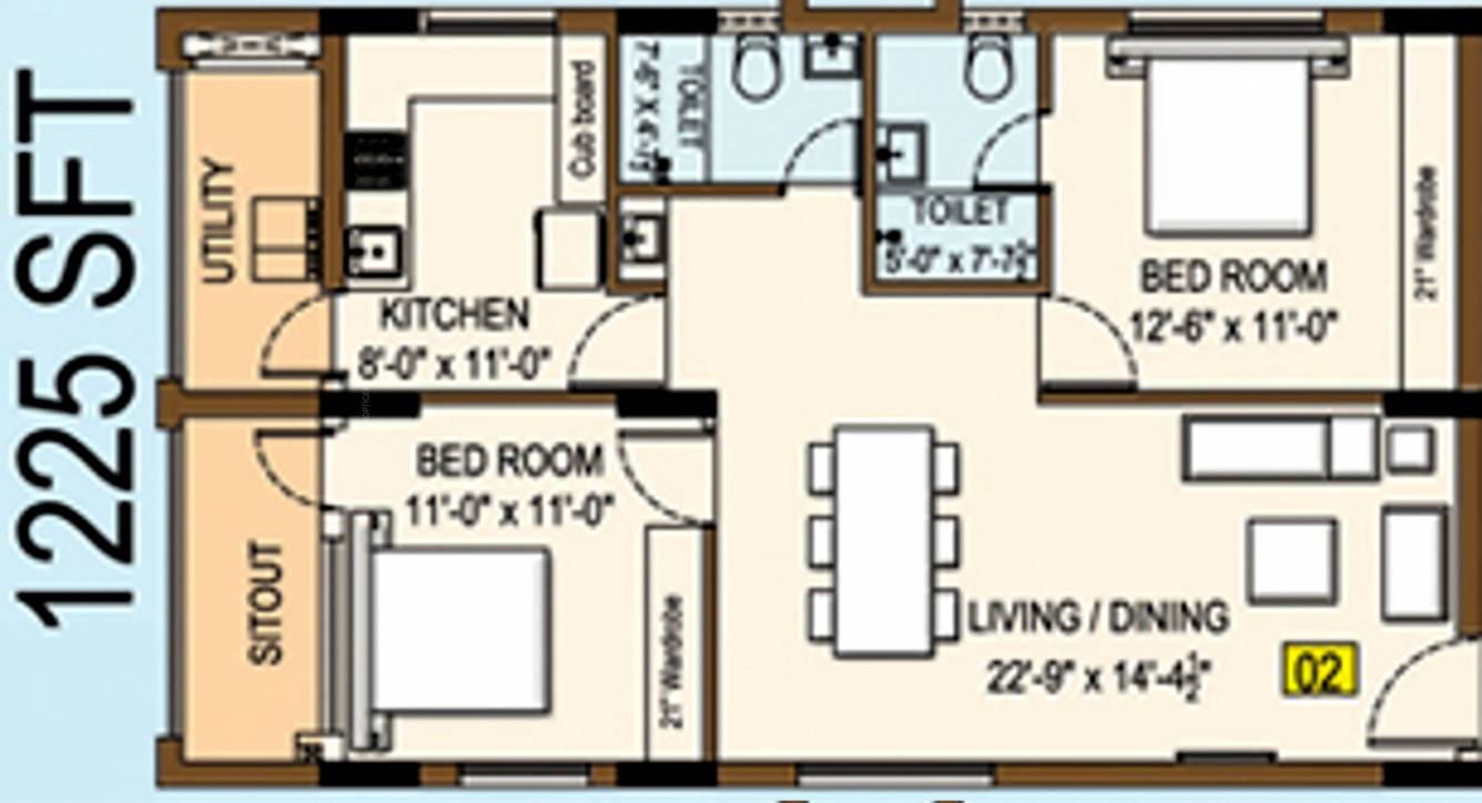 Vaisakhi Skyline (2BHK+2T (1,225 sq ft) 1225 sq ft) Vaisakhi Skyline (2BHK+2T (1,225 sq ft) 1225 sq ft)