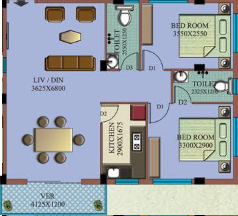 Team Bou Thakuranir Haat (2BHK+2T (1,023 sq ft) 1023 sq ft)