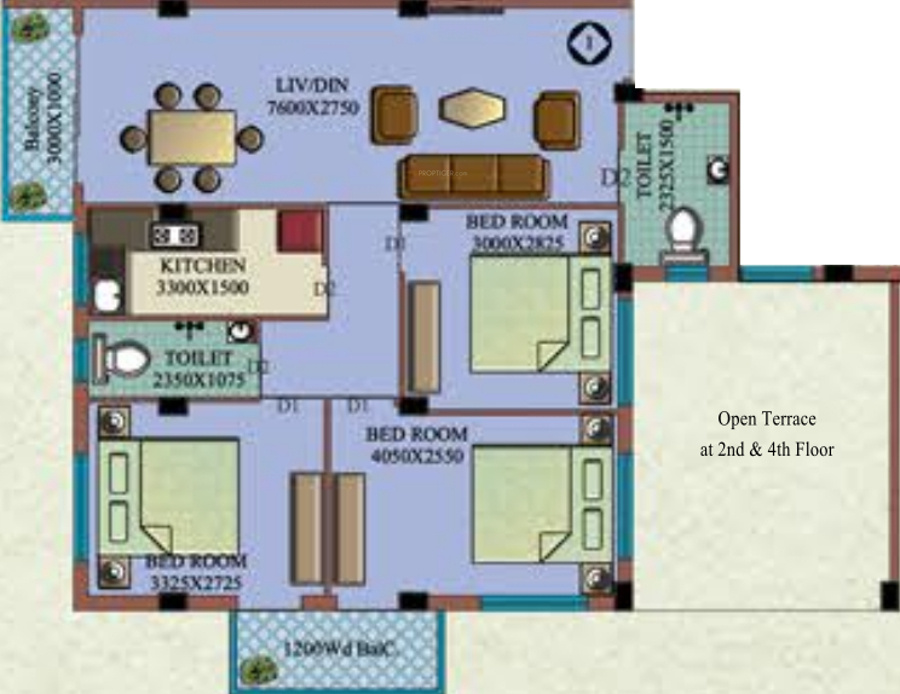 Team Bou Thakuranir Haat (3BHK+2T (1,185 sq ft) 1185 sq ft)