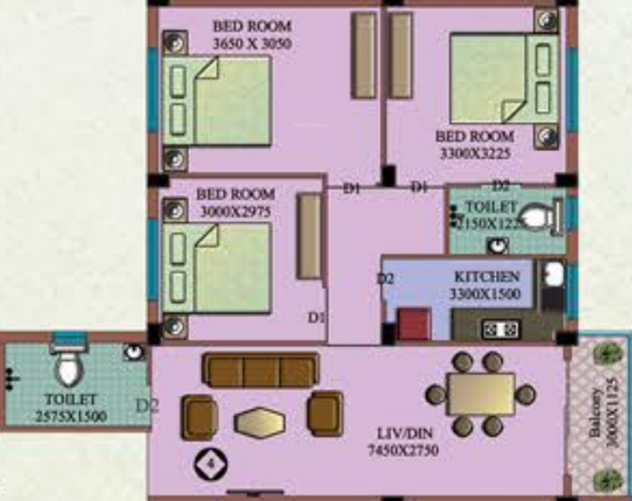 Team Bou Thakuranir Haat (3BHK+2T (1,207 sq ft) 1207 sq ft)