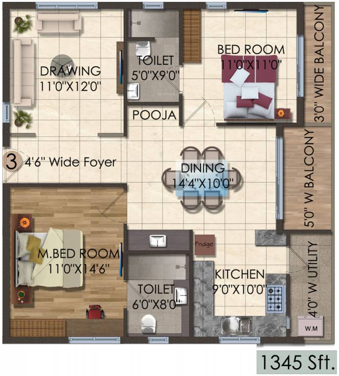 Vertex Siris Signa (2BHK+2T (1,345 sq ft) + Pooja Room 1345 sq ft) Vertex Siris Signa (2BHK+2T (1,345 sq ft) + Pooja Room 1345 sq ft)