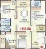  Senate (3BHK+3T (1,550 sq ft) + Pooja Room 1550 sq ft)