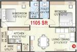  Senate (2BHK+2T (1,105 sq ft) + Pooja Room 1105 sq ft)