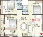  Senate (3BHK+2T (1,395 sq ft) + Pooja Room 1395 sq ft)