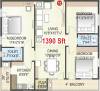  Senate (3BHK+2T (1,390 sq ft) + Pooja Room 1390 sq ft)