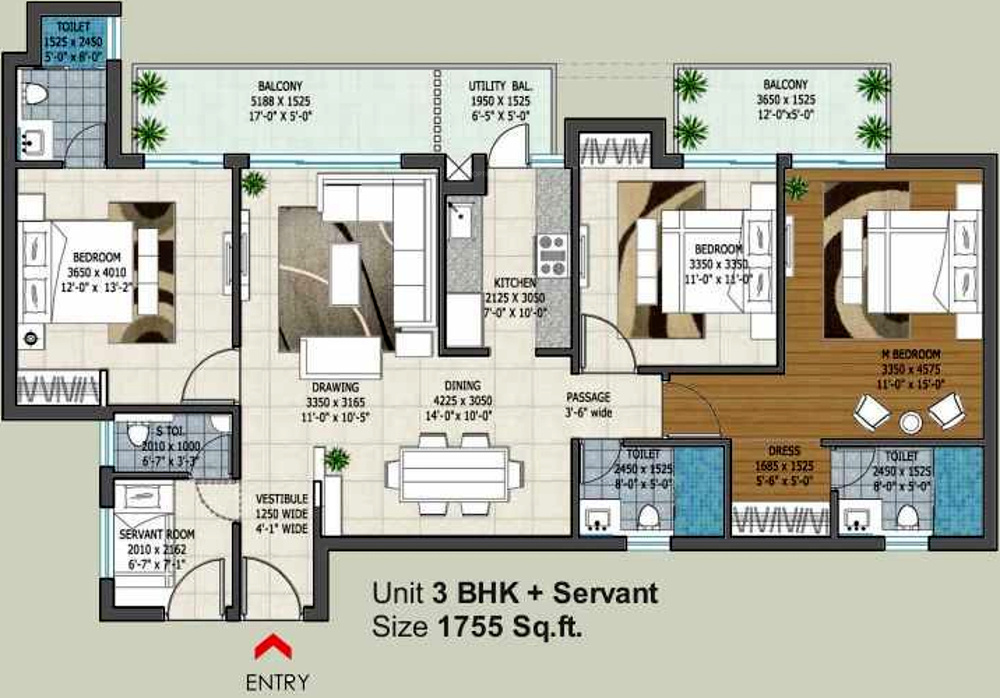 Rishita Manhattan (3BHK+3T (1,755 sq ft) + Servant Room 1755 sq ft) Rishita Manhattan (3BHK+3T (1,755 sq ft) + Servant Room 1755 sq ft)