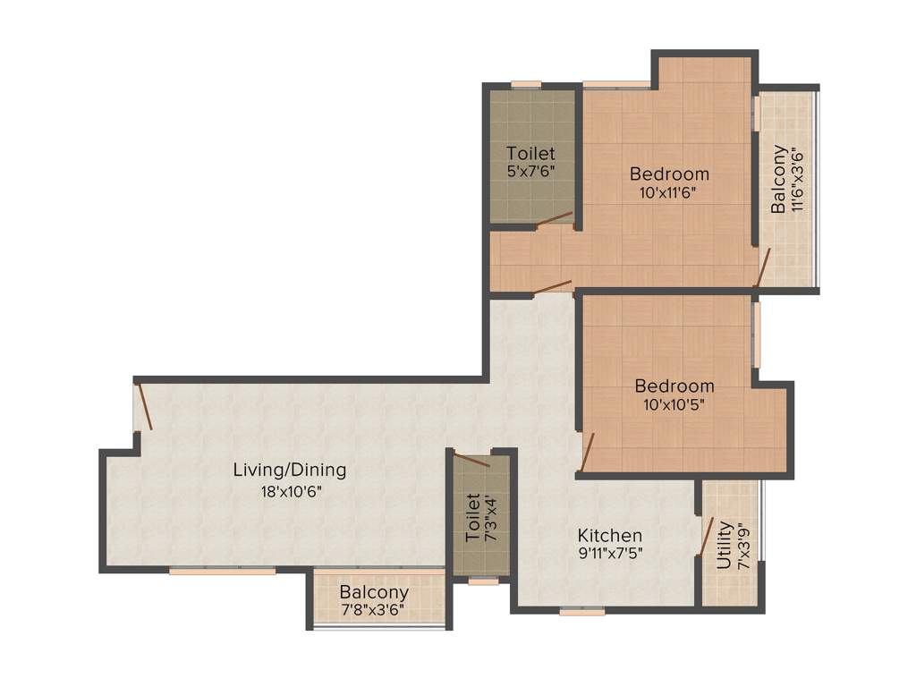 Abhinitha Vikas Vibhav (2BHK+2T (1,055 sq ft) 1055 sq ft)