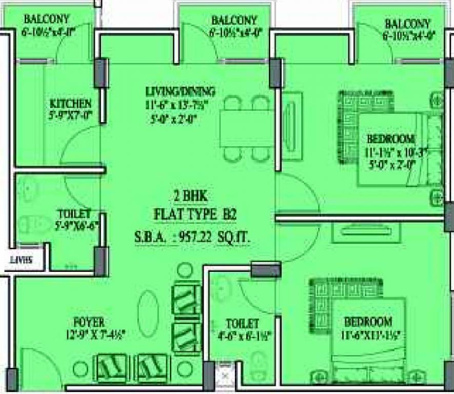Shree Ram Umang (2BHK+2T (957 sq ft) 957 sq ft) Shree Ram Umang (2BHK+2T (957 sq ft) 957 sq ft)
