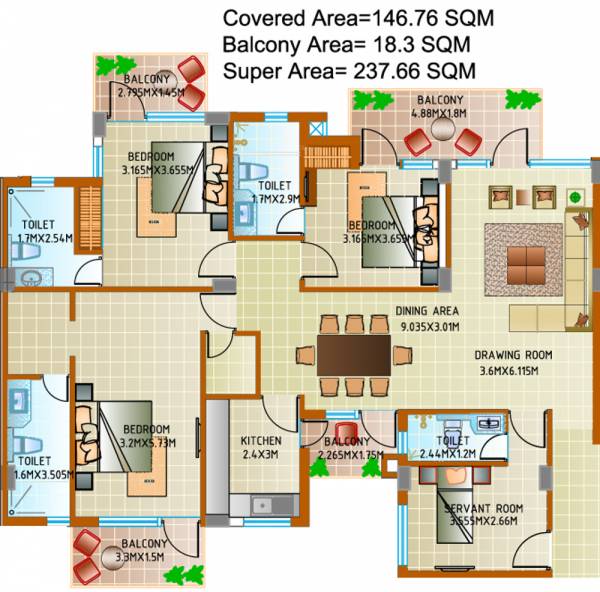 CGHS Jal Vihar Welfare Society (3BHK+3T (2,558 sq ft) + Servant Room 2558 sq ft)