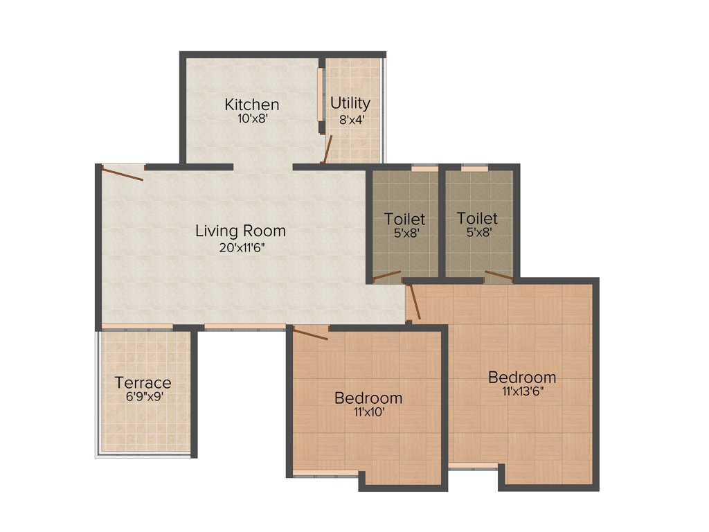 Pushpganga Swapna Ganga (2BHK+2T (1,030 sq ft) 1030 sq ft)