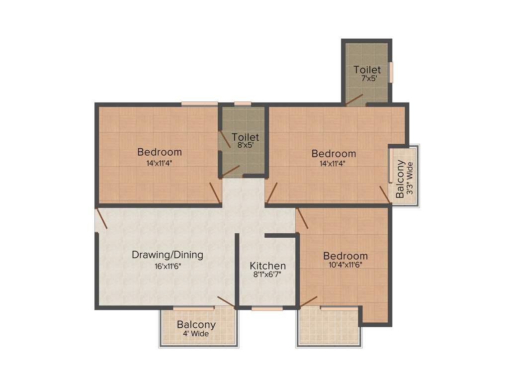 Natures Sai Residency 2 (3BHK+1T (1,250 sq ft) 1250 sq ft)