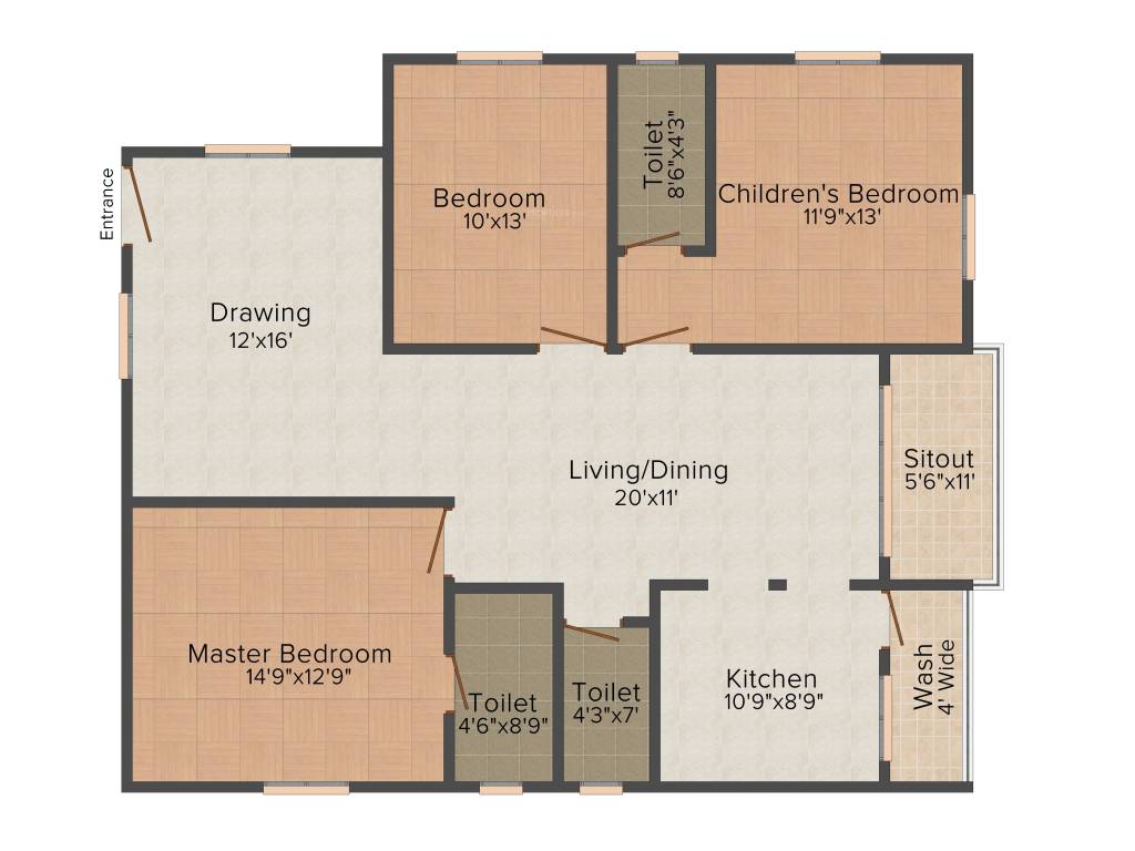 Concrete Palazzo (3BHK+3T (1,745 sq ft) 1745 sq ft) Concrete Palazzo (3BHK+3T (1,745 sq ft) 1745 sq ft)