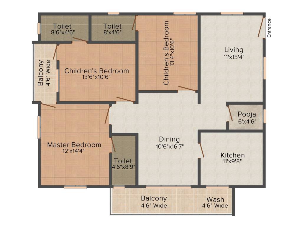 Concrete Palazzo (3BHK+3T (1,765 sq ft) + Pooja Room 1765 sq ft) Concrete Palazzo (3BHK+3T (1,765 sq ft) + Pooja Room 1765 sq ft)