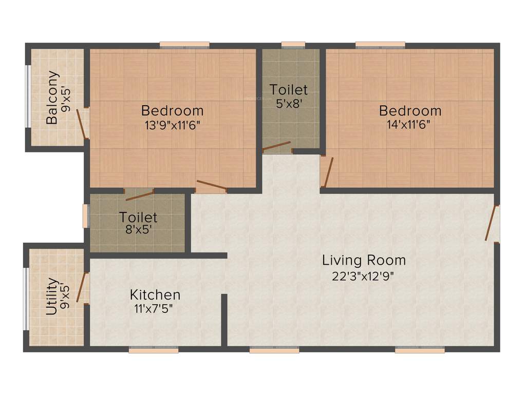 Modi Greenwood Residency (2BHK+2T (1,195 sq ft) 1195 sq ft)