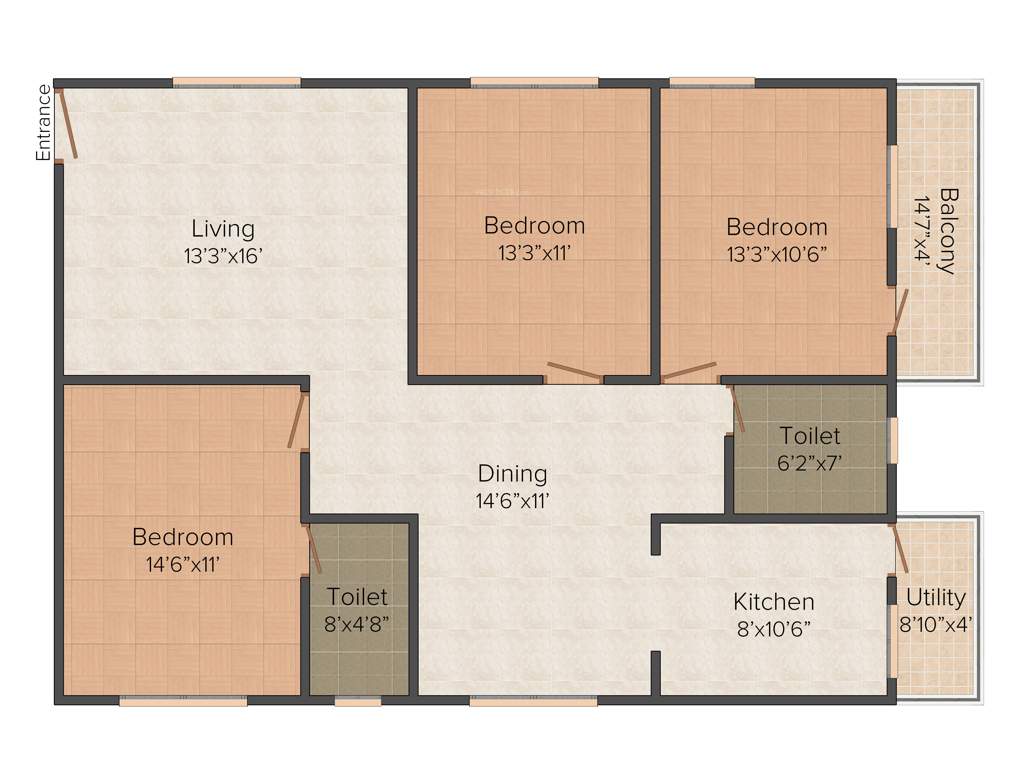 LBI Bliss (3BHK+2T (1,515 sq ft) 1515 sq ft)