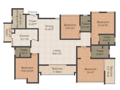 Olympia Opaline Sequel (4BHK+4T (2,343 sq ft) + Servant Room 2343 sq ft)