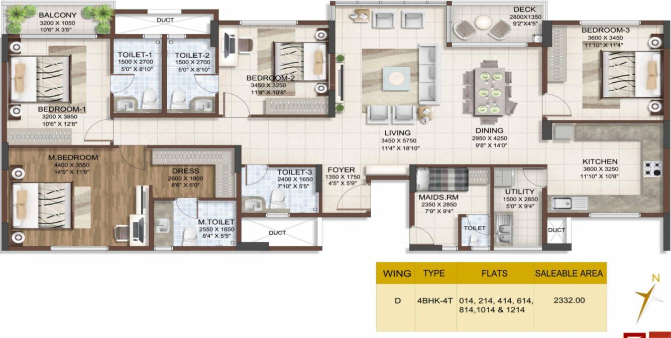 Mahaveer Sitara (4BHK+4T (2,332 sq ft) + Servant Room 2332 sq ft)