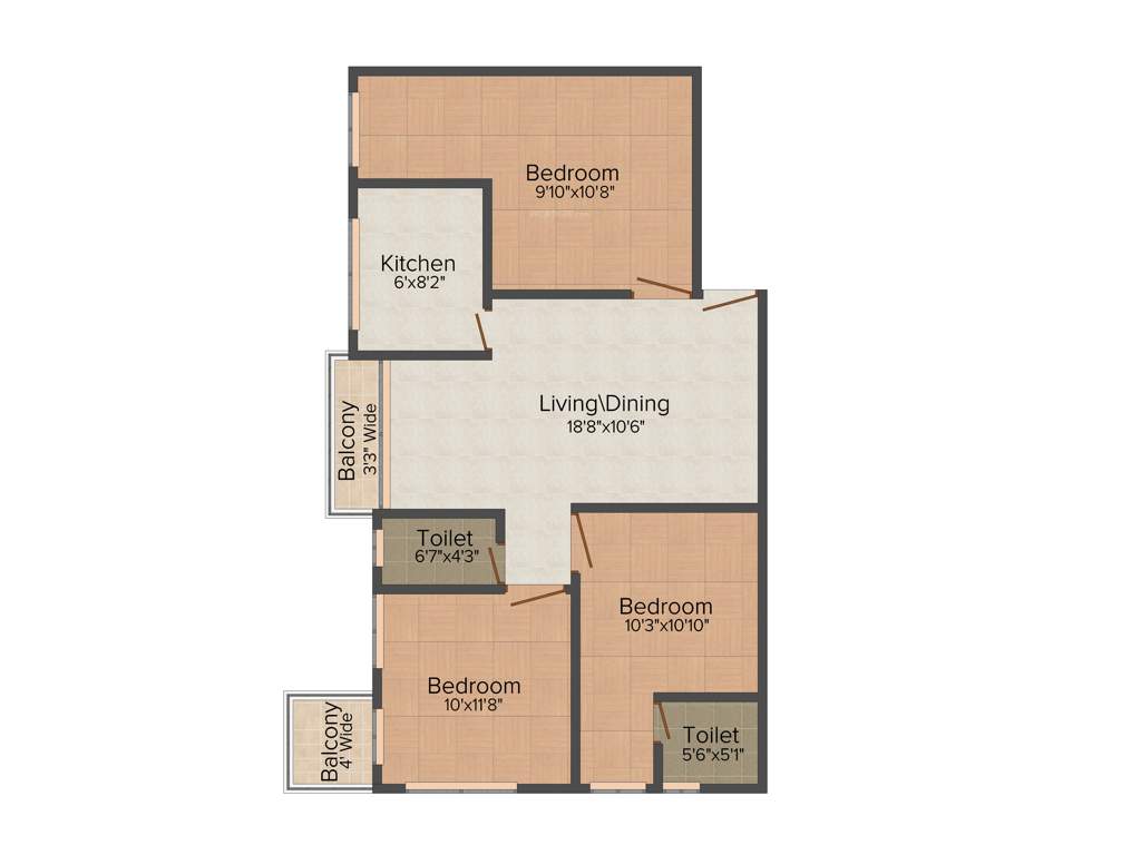 Yahvi (3BHK+2T (1,184 sq ft) 1184 sq ft)