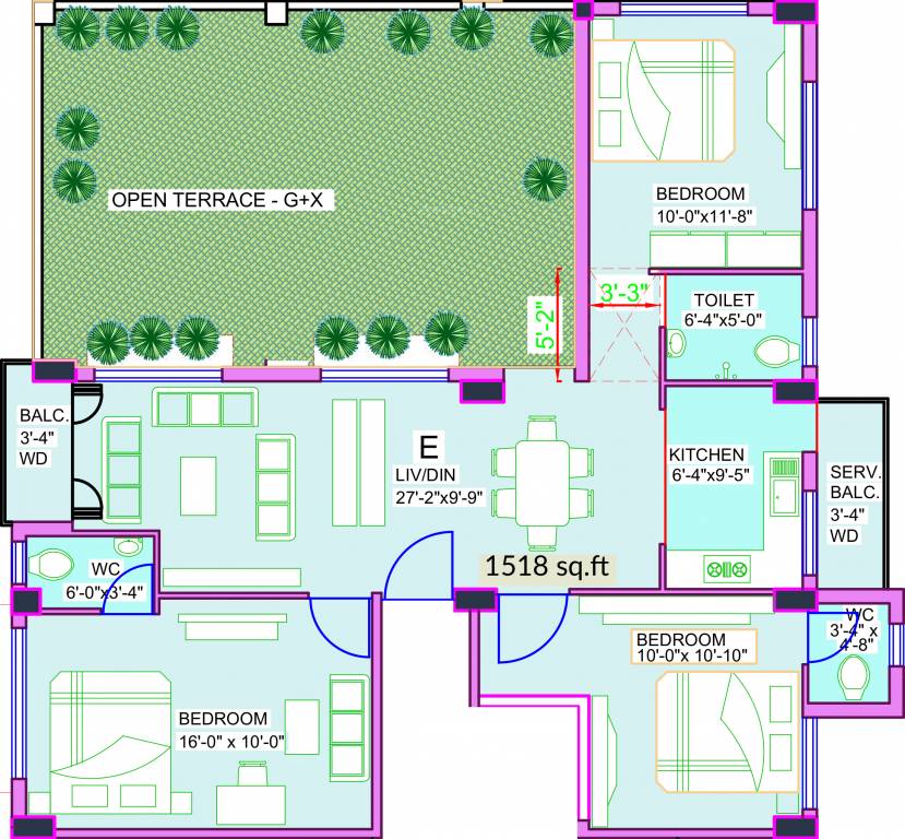 Yahvi (3BHK+3T (1,518 sq ft) 1518 sq ft)