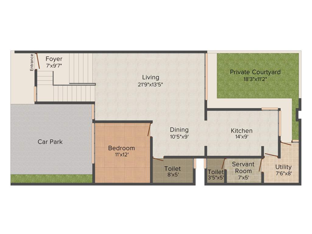 Mantri Courtyard (3BHK+4T (2,480 sq ft) + Servant Room 2480 sq ft)