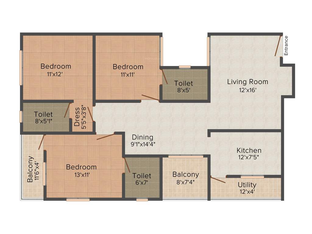Saveria Metropole (3BHK+3T (1,520 sq ft) 1520 sq ft)