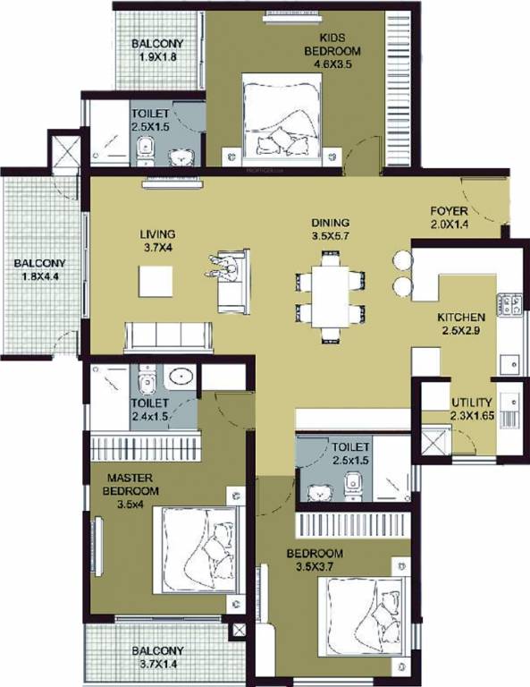 Carbon Cornerstone (3BHK+3T (1,755 sq ft) 1755 sq ft) Carbon Cornerstone (3BHK+3T (1,755 sq ft) 1755 sq ft)