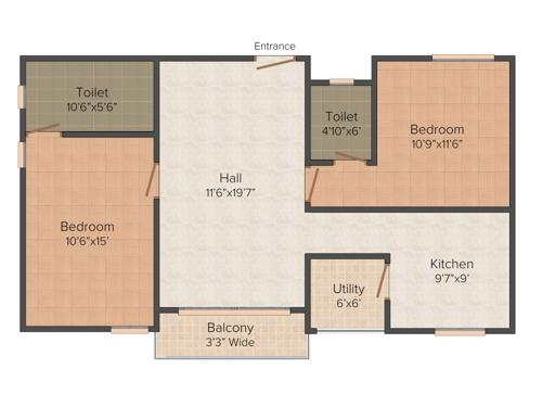 Alekhya Whistling Woods (2BHK+2T (1,135 sq ft) 1135 sq ft)