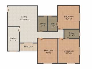 Mounthill The Rain Forest (3BHK+2T (1,321 sq ft) 1321 sq ft)