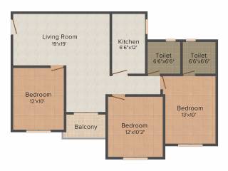 Mounthill The Rain Forest (3BHK+2T (1,303 sq ft) 1303 sq ft)