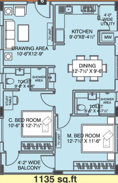 Alekhya Bamboo Grove (2BHK+2T (1,135 sq ft) 1135 sq ft)