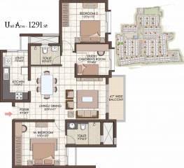 Prestige Kew Gardens (2BHK+2T (1,291 sq ft) + Study Room 1291 sq ft)