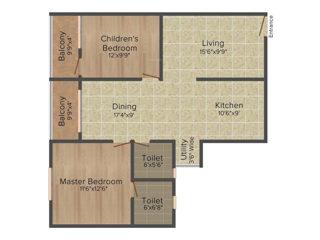 SLS Signature (2BHK+2T (1,129 sq ft) 1129 sq ft)