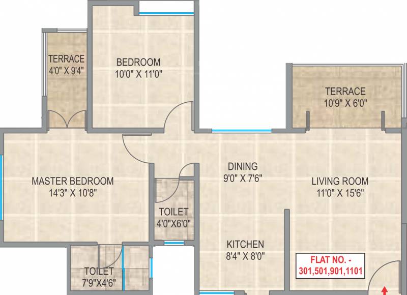 Yashada Triose (2BHK+2T (1,125 sq ft) 1125 sq ft)