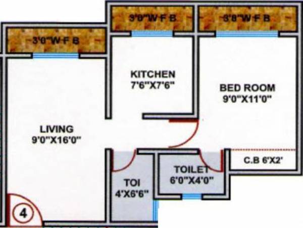 Poonam Orchid (1BHK+2T (650 sq ft) 650 sq ft)